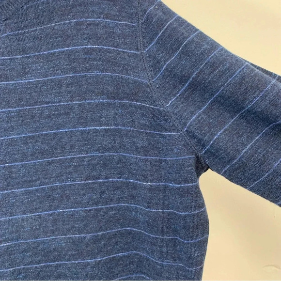 Jos A Bank‎ Sweater Men XL  Long Sleeve  Blue Stripe Cotton Stretch Crew Neck - Picture 10 of 10